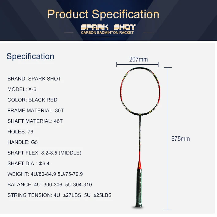 Raccolto di badminton in carbonio ad alto modulo con albero da 6,4 mm: potenza e precisione in ogni swing
